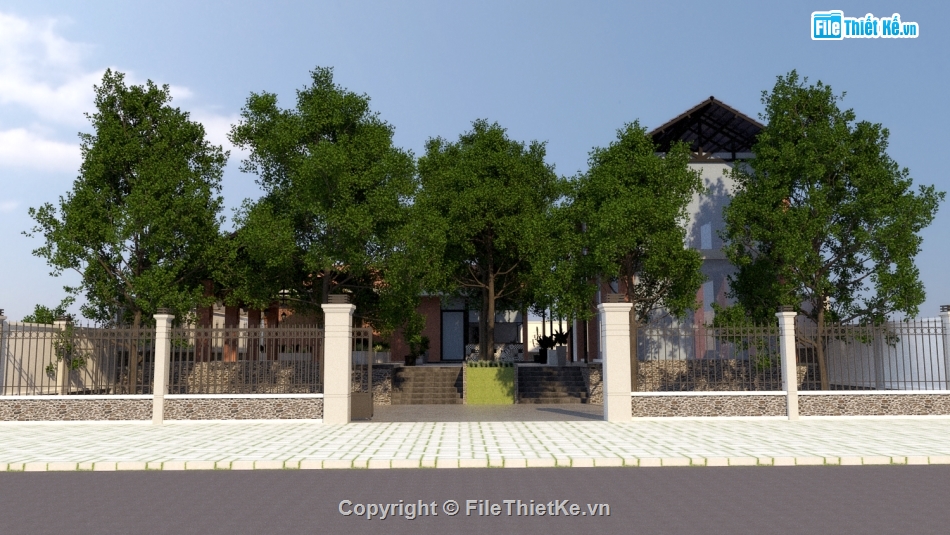quán cafe sân vườn 21x26m,sketchup dựng quán cafe,nội thất quán cafe sketchup,quán cafe dựng file sketchup